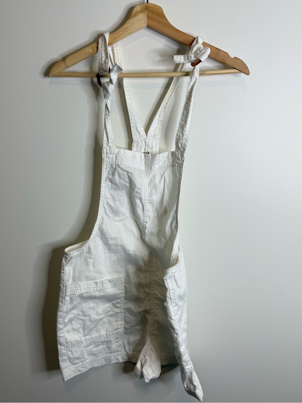 aerie White Cotton Overalls with Knot Straps size xs shorts